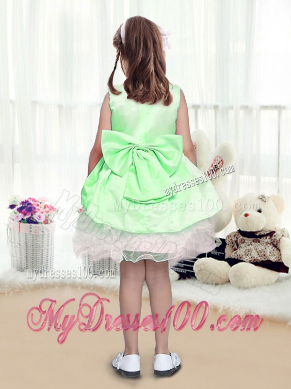 beautiful A Line Scoop Mini Length Bowknot Party Girl Dress in Multi Color
