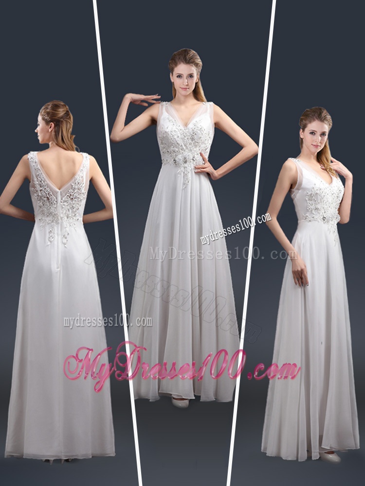 2016 Affordable Empire V Neck Beading Evening Dresses