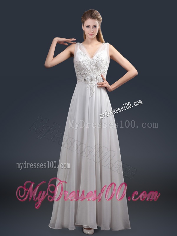 2016 Affordable Empire V Neck Beading Evening Dresses