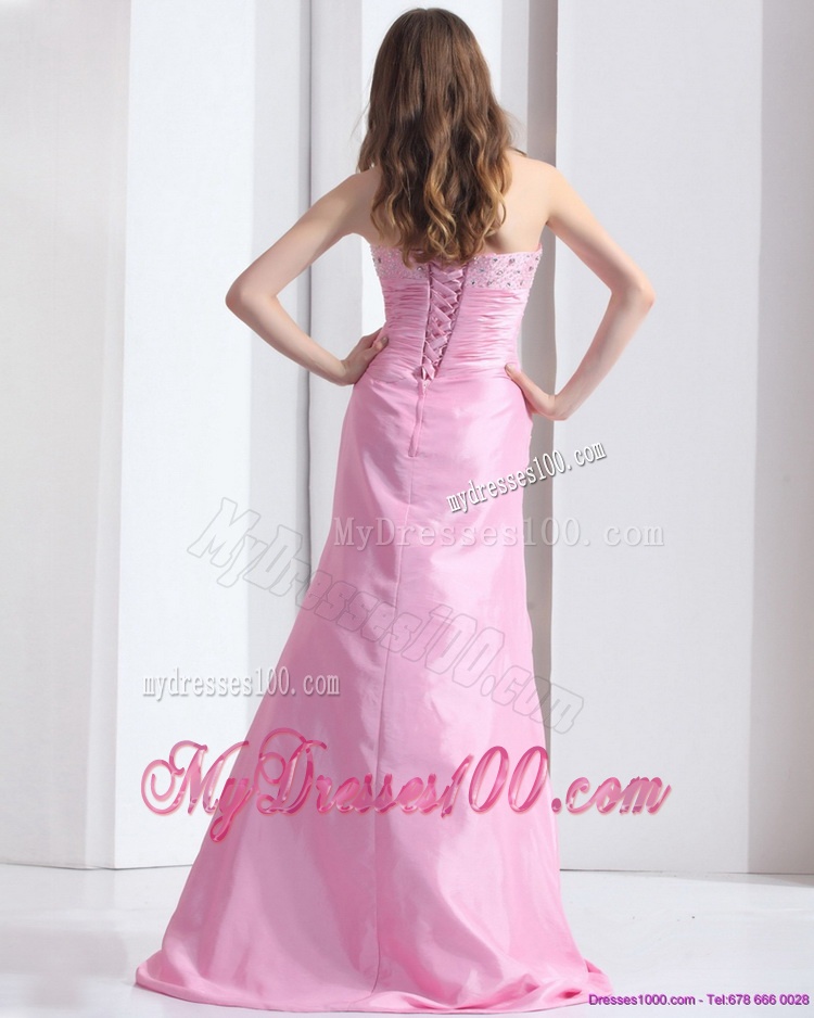2016 Exclusive Baby Pink Sweetheart Evening Dress with Beading and Ruching