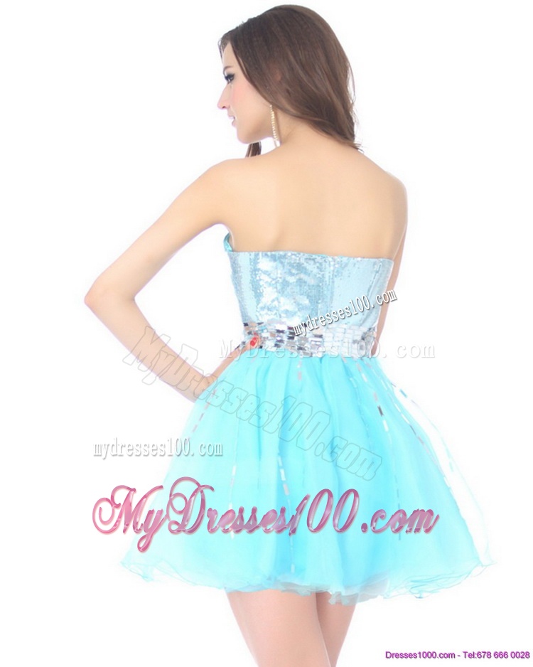 2016 The Super Hot Sweetheart Light Blue Evening Dress with Sequins