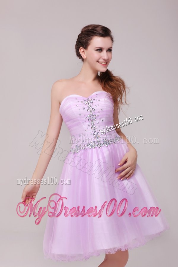A-line Lavender Sweetheart Beading Evening Dress for Summer