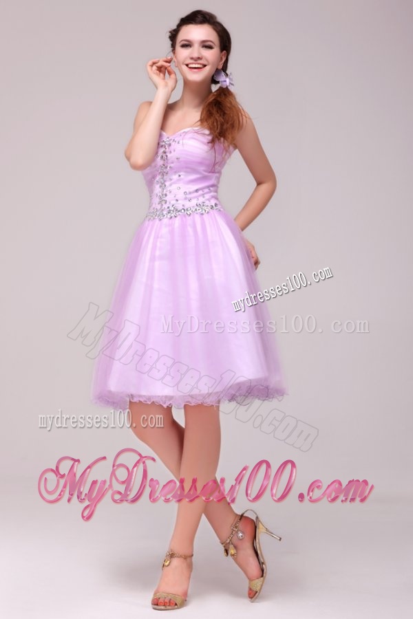 A-line Lavender Sweetheart Beading Evening Dress for Summer