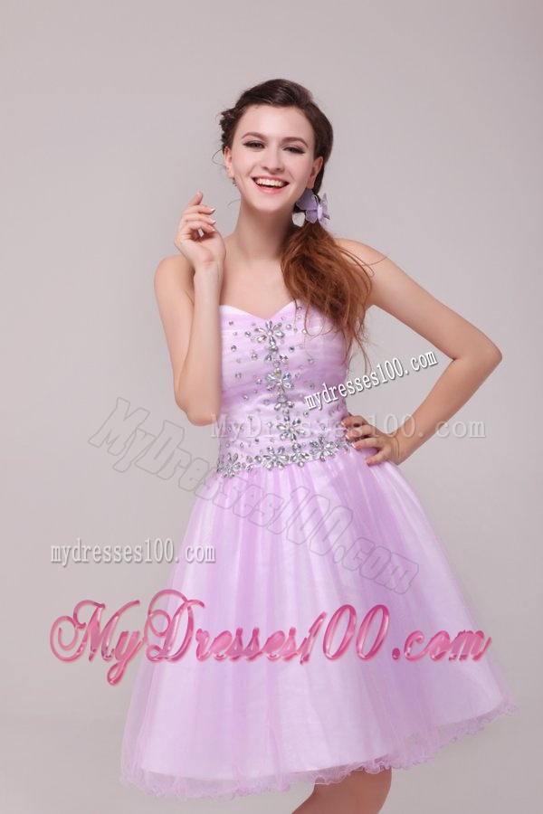 A-line Lavender Sweetheart Beading Evening Dress for Summer