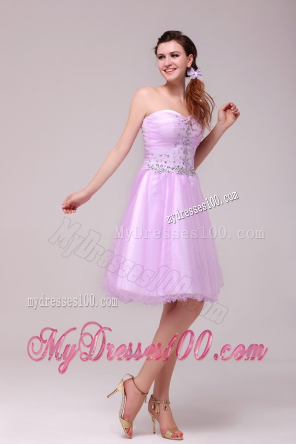 A-line Lavender Sweetheart Beading Evening Dress for Summer