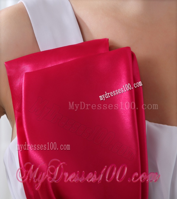 A-line One Shoulder Beading and Ruching Chiffon White Evening Dress