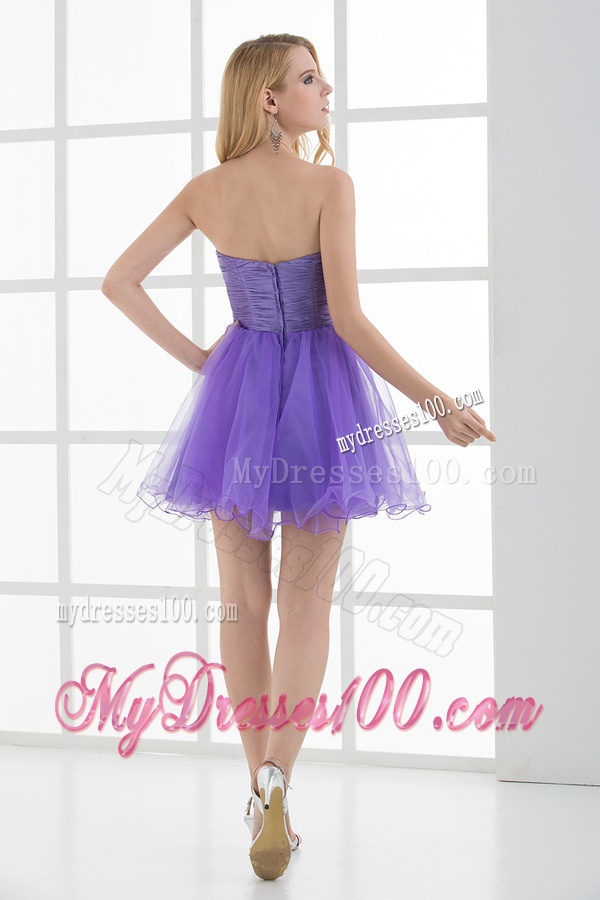A-line Strapless Sleeveless Beading and Ruching Evening Dress