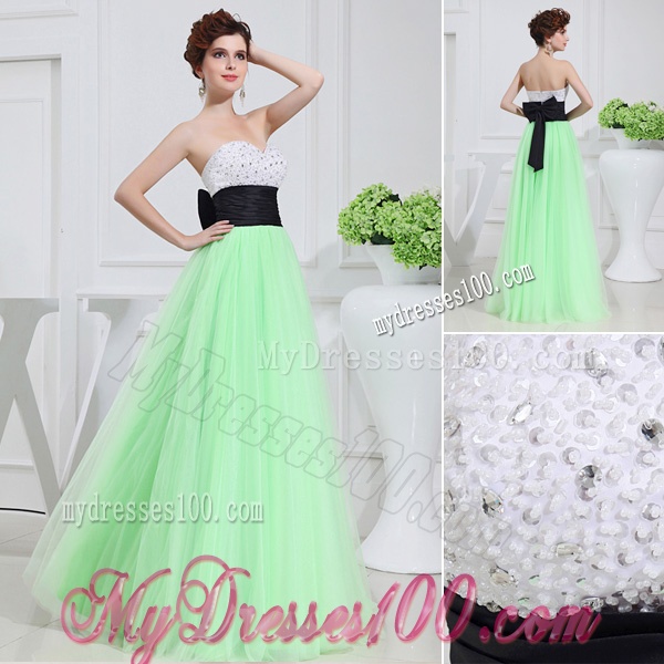 Apple Green Sweetheart Floor-length Sequins Apple Green Evening Dress