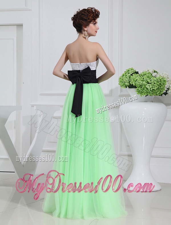 Apple Green Sweetheart Floor-length Sequins Apple Green Evening Dress