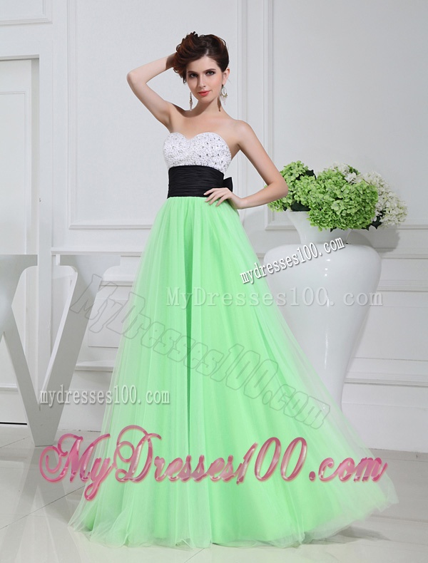 Apple Green Sweetheart Floor-length Sequins Apple Green Evening Dress