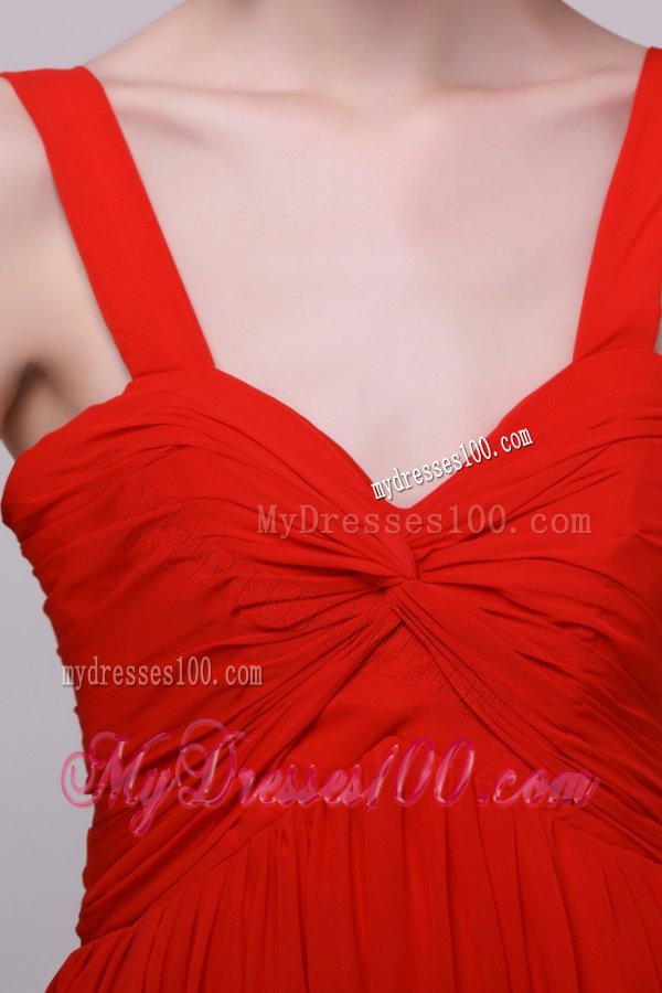 Cheap Straps Chiffon Red Empire Evening Dress in Floor-length