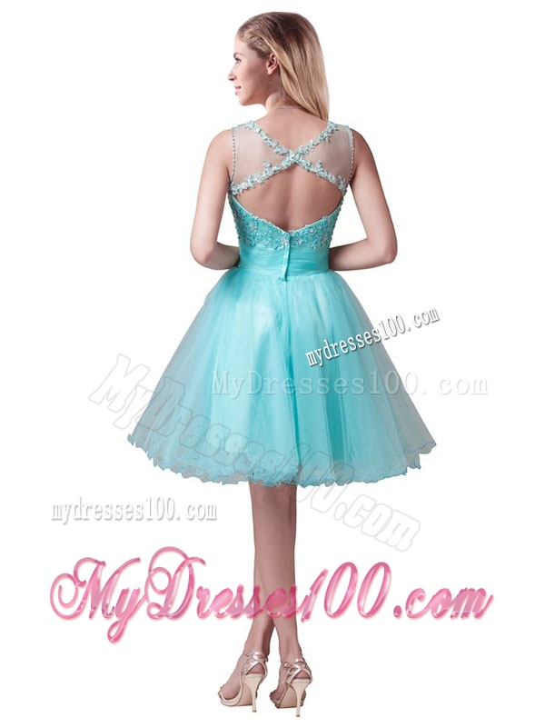 Classical See Through Bateau A Line Evening Dress with Beading