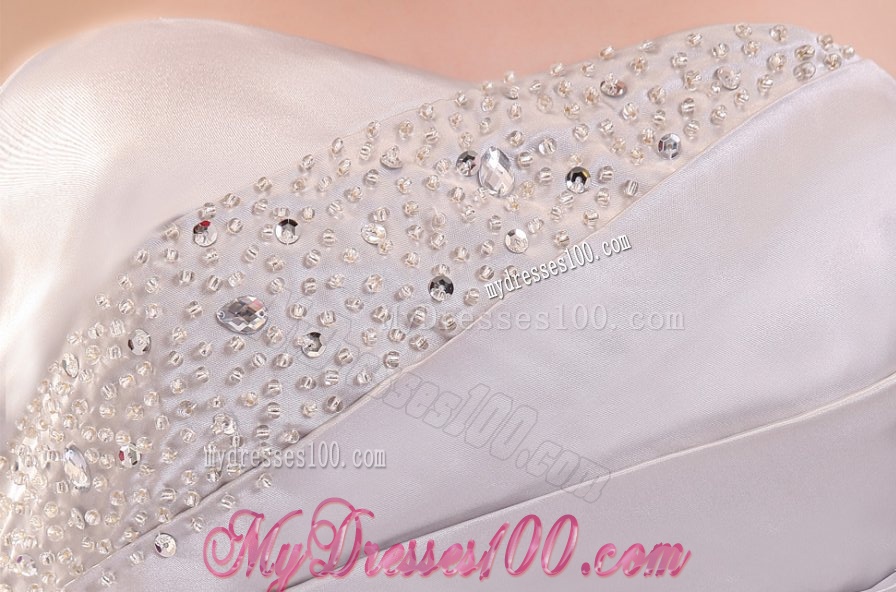 Column Strapless Beading and Ruching Brush Train Evening Dress