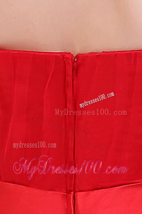 Cute Empire Sweetheart Red Floor-length Tulle Evening Dress with Ruching