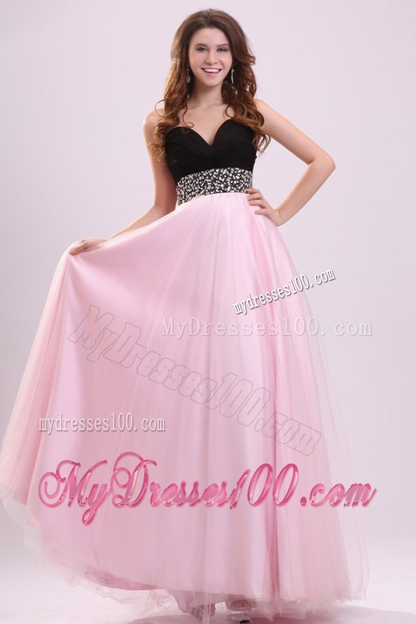 Empire Baby Pink Sweetheart Beading and Ruching Chiffon Evening Dress