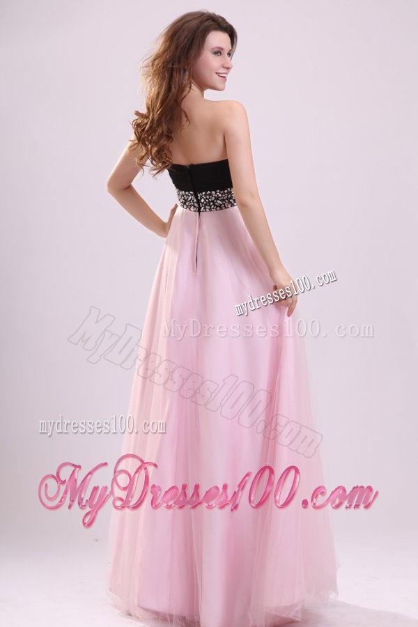 Empire Baby Pink Sweetheart Beading and Ruching Chiffon Evening Dress