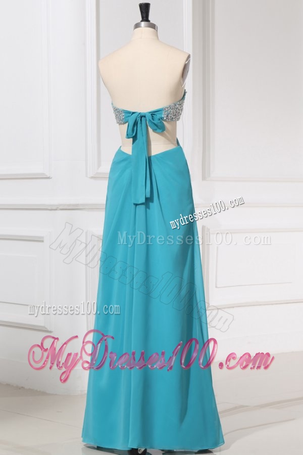 Empire Chiffon Sweetheart Beading and High Silt Floor-length Evening Dress