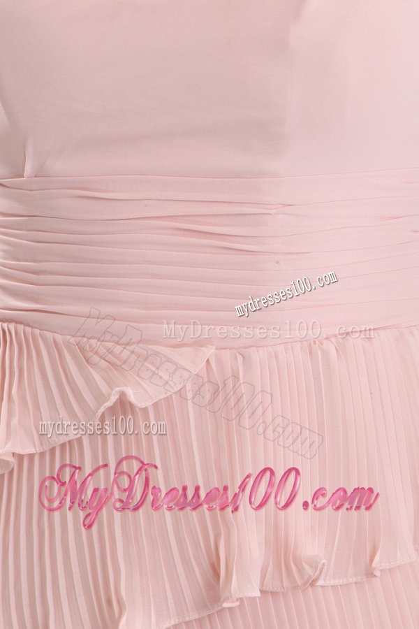 Empire One Shoulder Hand Made Flower Ruffled Layers Evening Dress
