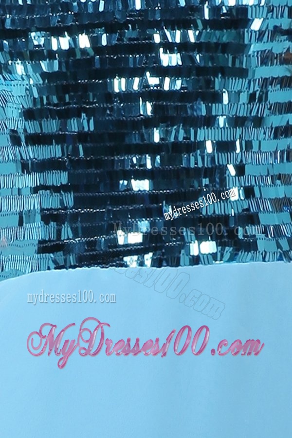 Empire Sequins Strapless Knee-length Light Blue Evening Cocktail Dress