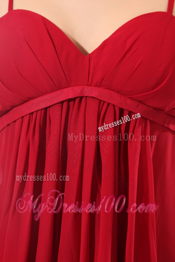 Empire Wine Red Ruching Chiffon Knee-length Evening Dress