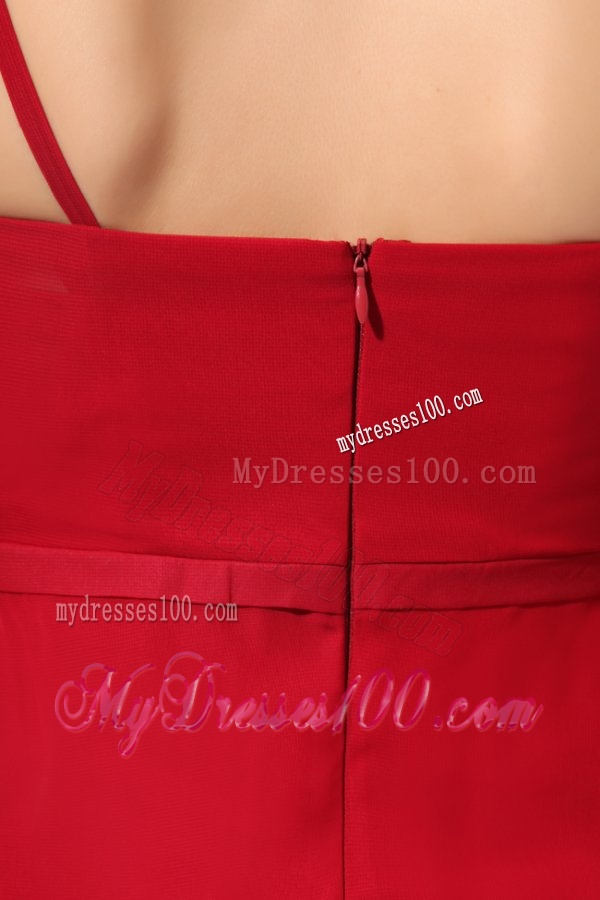 Empire Wine Red Ruching Chiffon Knee-length Evening Dress
