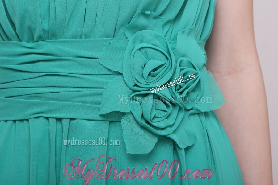 Green Chiffon Empire Beading and Flower Evening Dress for 2016 Spring