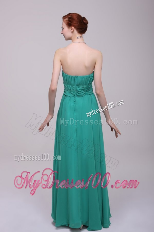 Green Chiffon Empire Beading and Flower Evening Dress for 2016 Spring