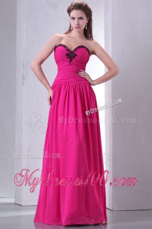 Hot Pink Empire Sweetheart Evening Dress with Beading