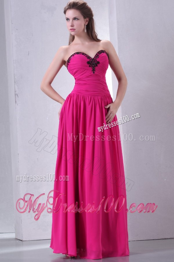 Hot Pink Empire Sweetheart Evening Dress with Beading