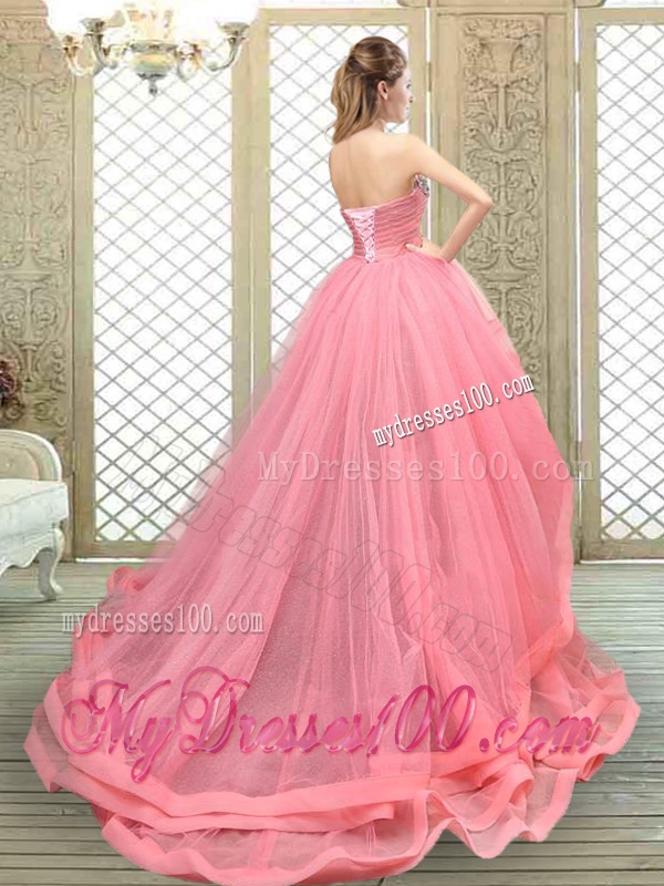 Popular Strapless High Low Beading Evening Dresses