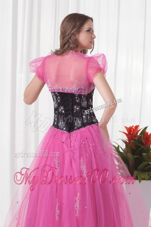 Princess Sweetheart Tulle Lace Up Beading Evening Dress in Pink