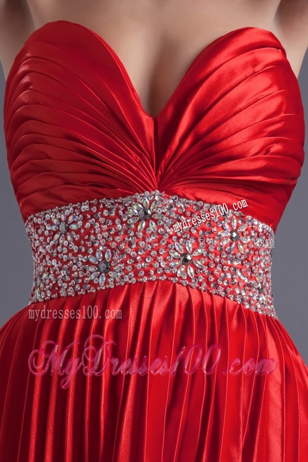 Red Princess Sweetheart Beading Taffeta Knee-length Evening Dress