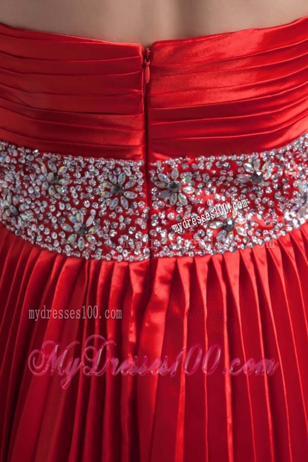Red Princess Sweetheart Beading Taffeta Knee-length Evening Dress