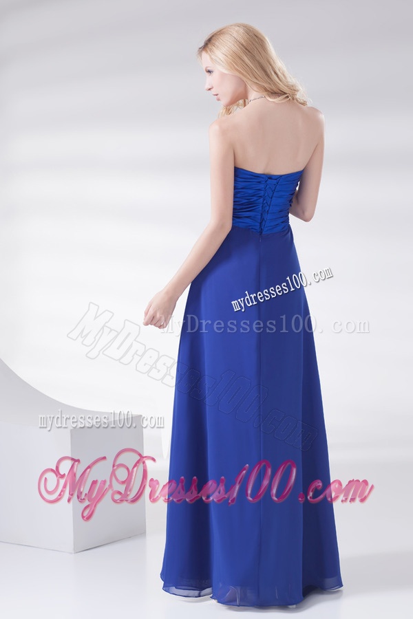 Royal Blue Sweetheart Beading and Ruching Evening Dress with Empire