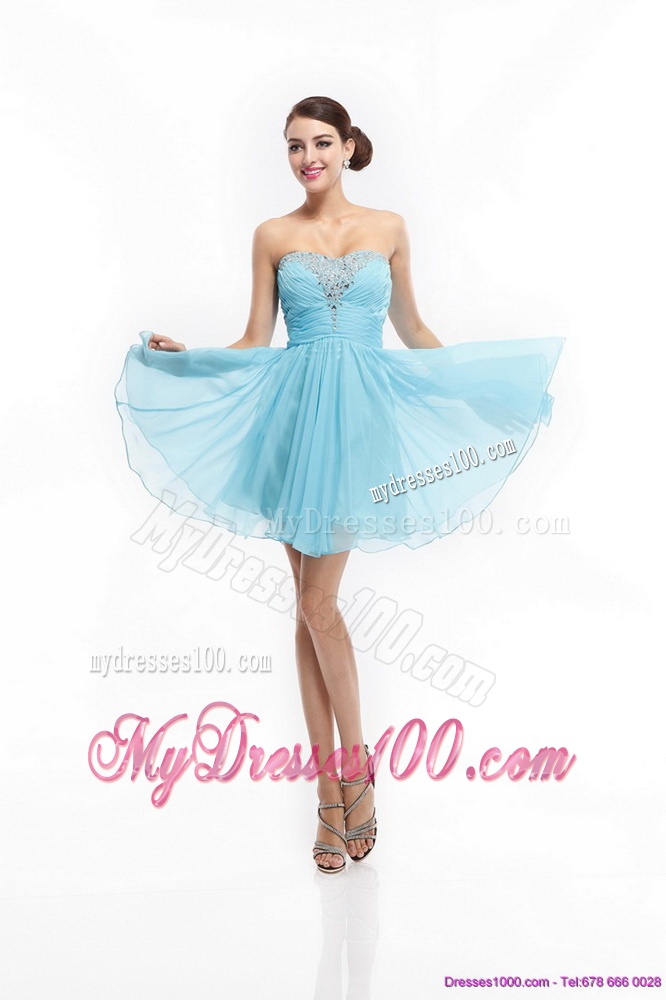 Ruching Strapless Beading Short Evening Dresses for 2016