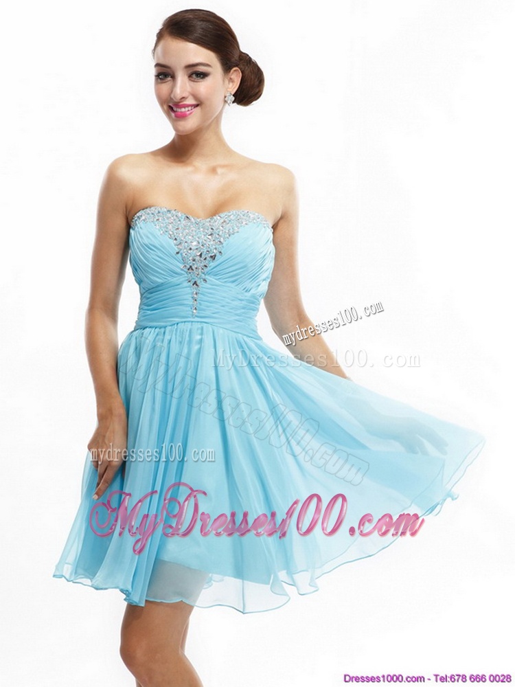 Ruching Strapless Beading Short Evening Dresses for 2016