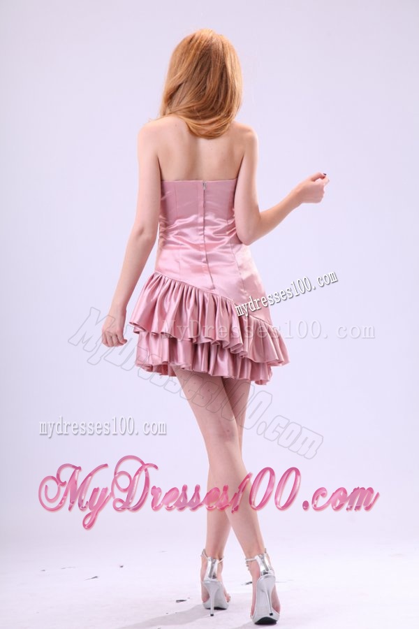 Sexy Baby Pink Evening Dress with Beading and Ruching