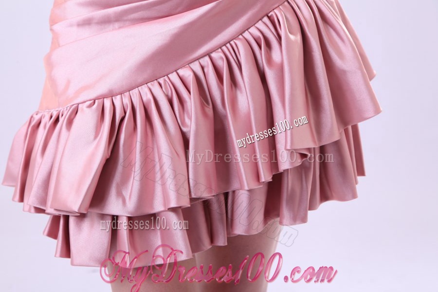 Sexy Baby Pink Evening Dress with Beading and Ruching