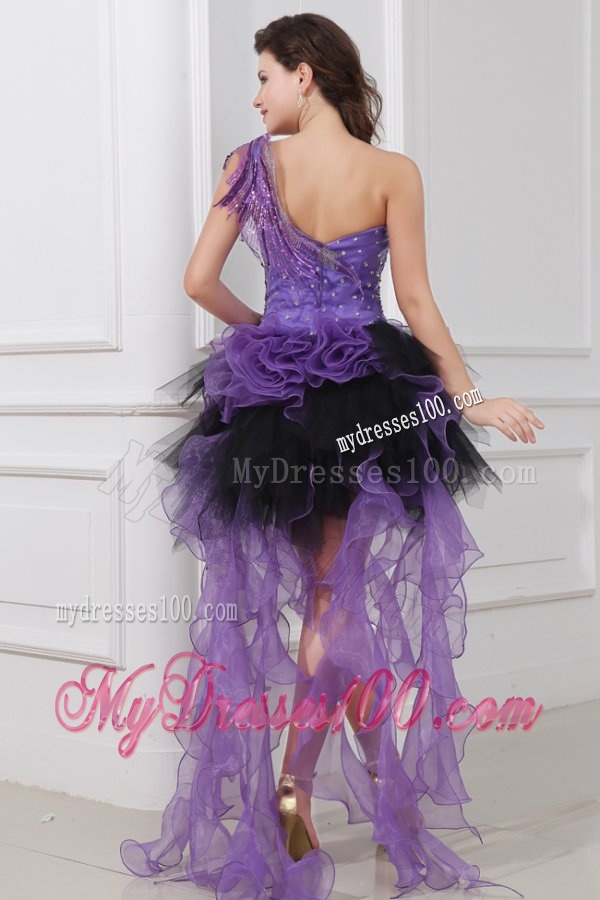 Sexy High-Low Ruffled Evening Dress with One Shoulder