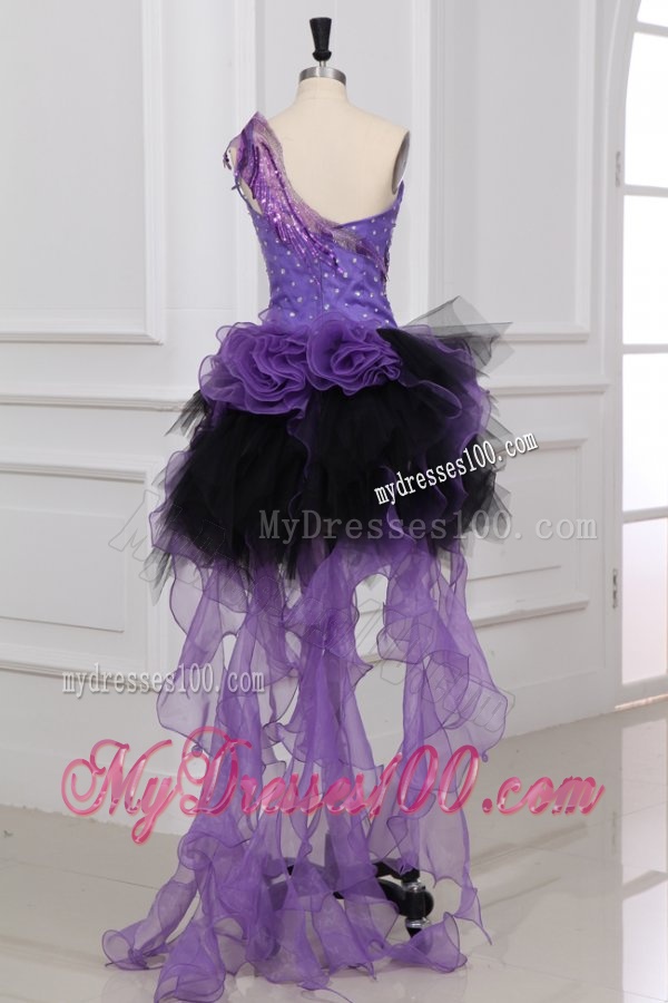 Sexy High-Low Ruffled Evening Dress with One Shoulder