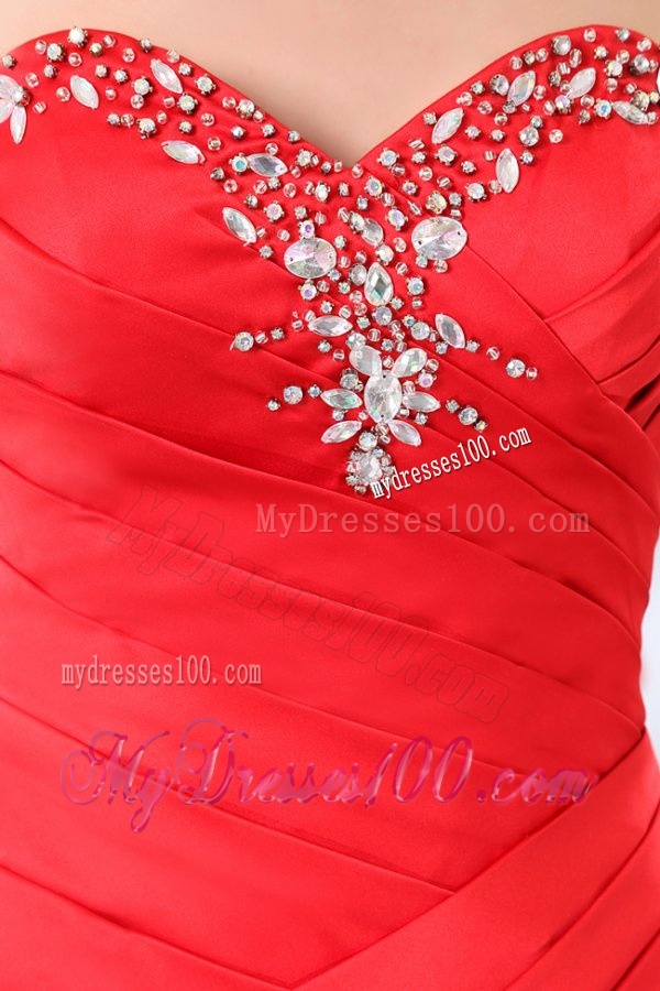 Sheath Wine Red Sweetheart Taffeta Beading Evening Dress for Girl