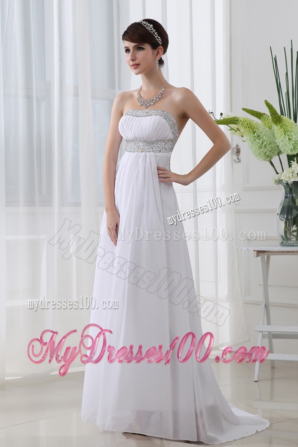 Strapless Beading and Ruching Backless Evening Dress