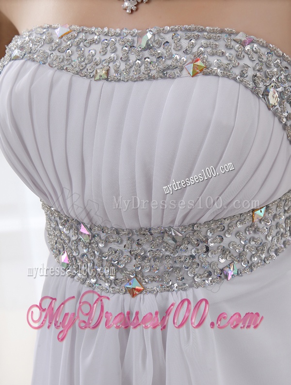 Strapless Beading and Ruching Backless Evening Dress