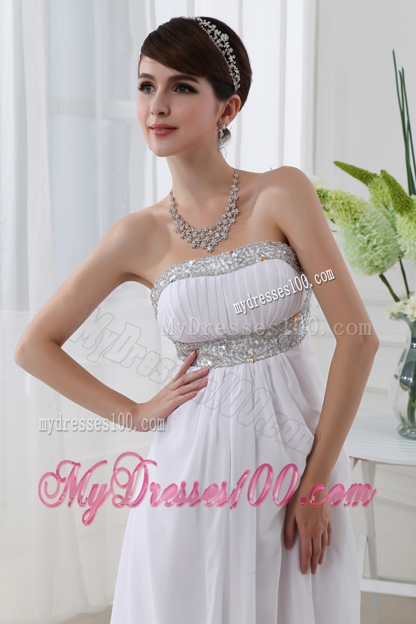 Strapless Beading and Ruching Backless Evening Dress