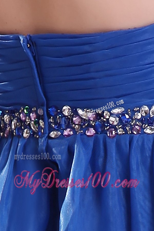 Sweetheart Beaded Short Blue Evening Dress in Knee-length