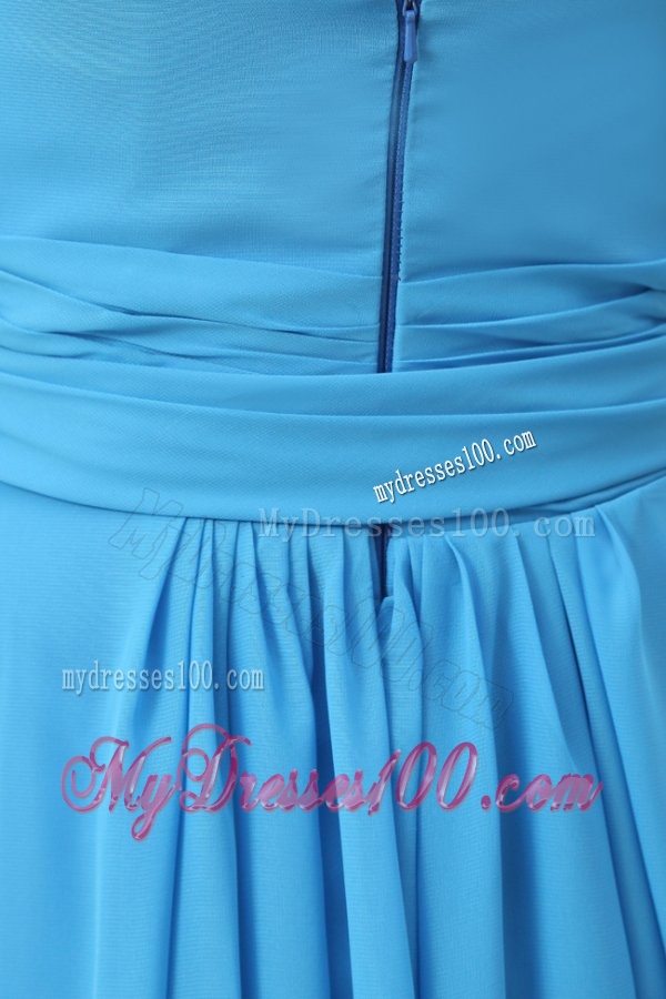 Sweetheart Empire Chiffon Ruched and Bowknot Evening Dress in Teal