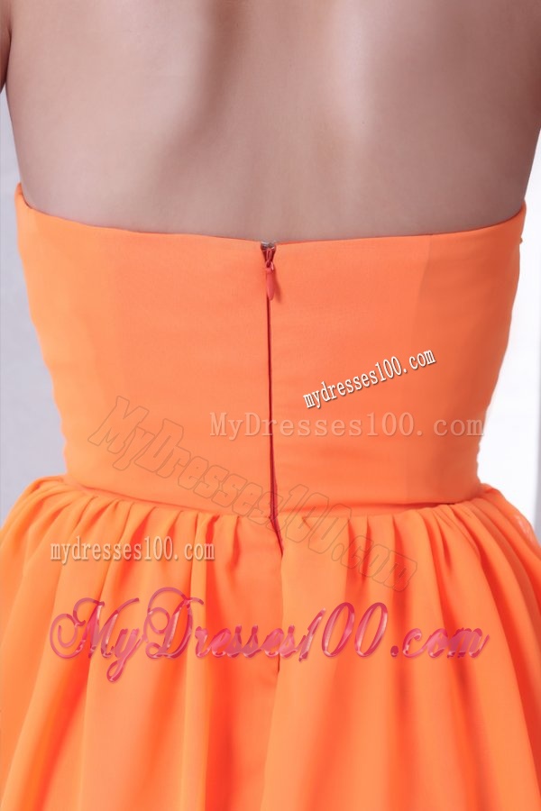 Sweetheart Empire Mini-length Beaded Decorate Evening Dress in Orange
