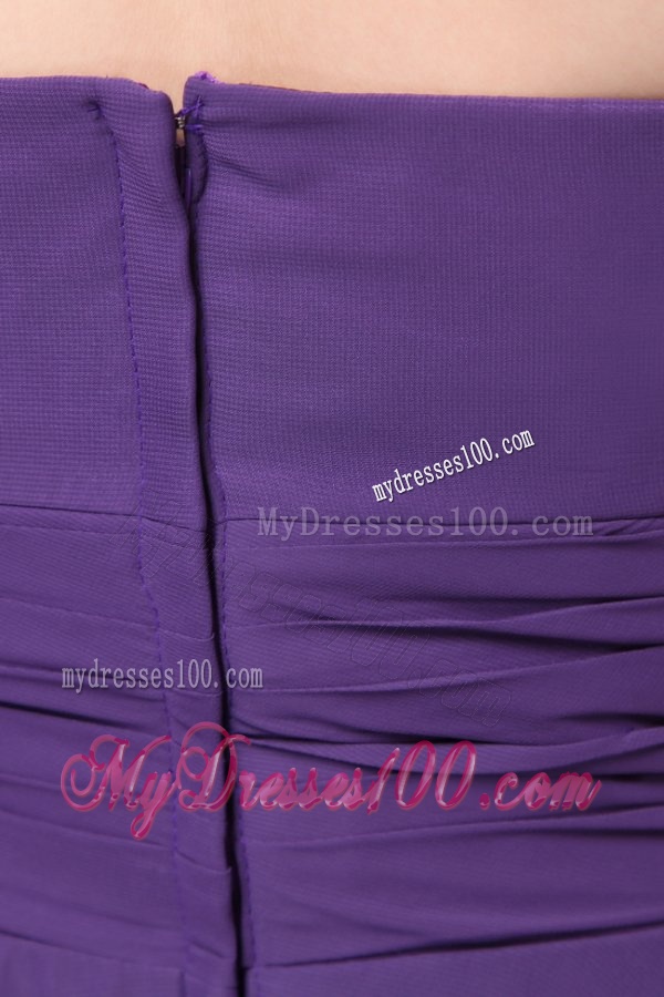 Sweetheart High-low Chiffon Empire Purple Evening Dress for Girls