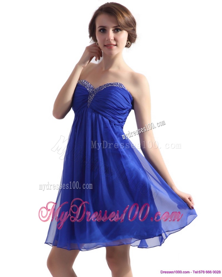 Sweetheart Ruffled Blue 2016 Evening Dresses with Beading