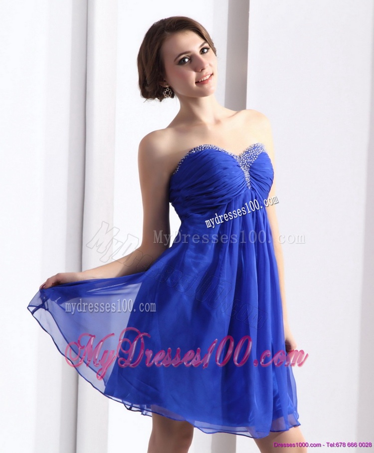 Sweetheart Ruffled Blue 2016 Evening Dresses with Beading